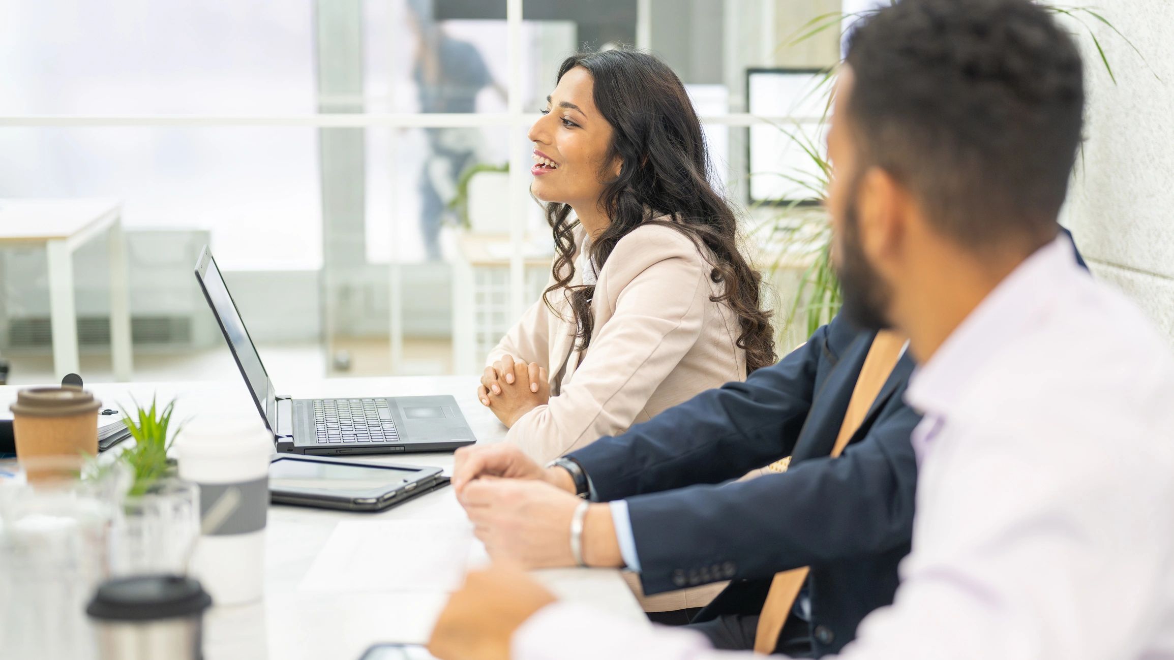 Business partners seated in a conference room
