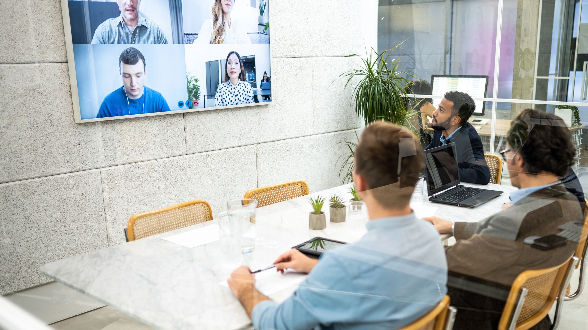 Corporate team in a web conference meeting