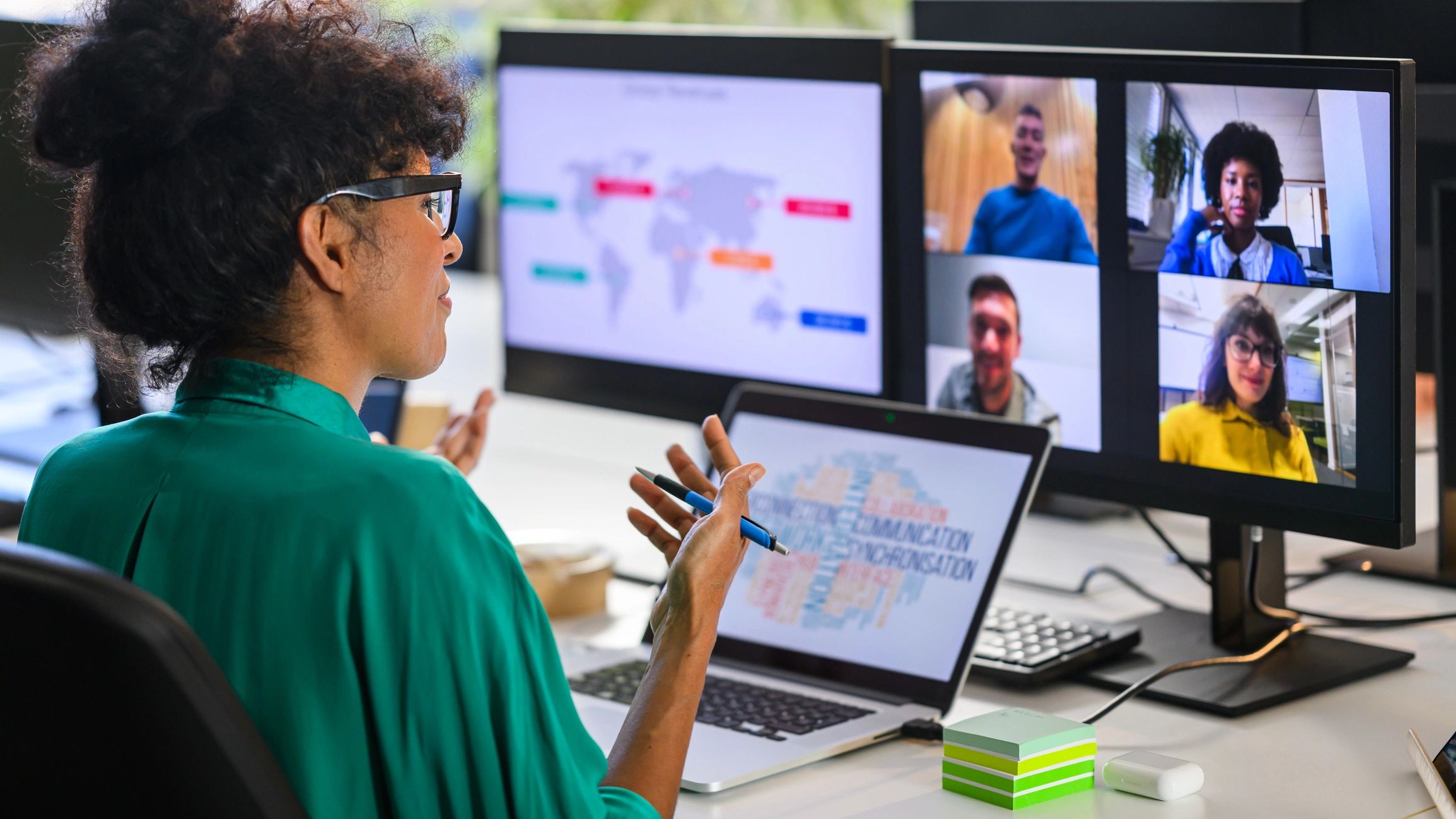 Business analyst in a remote meeting