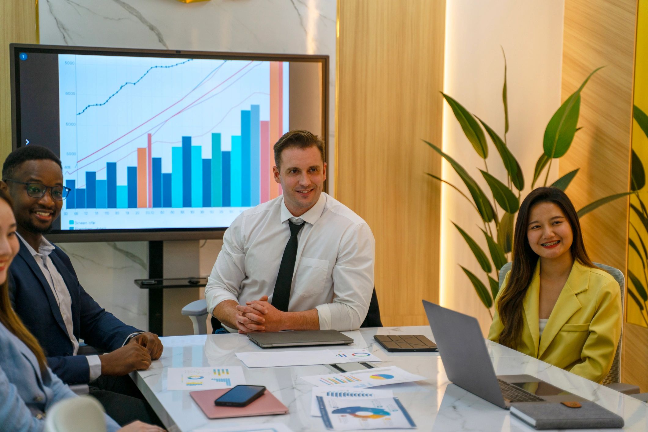 Business team collaborating in a meeting room